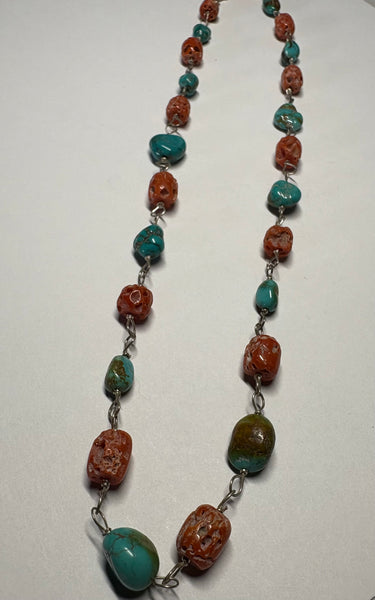 Turquoise & Red Coral Necklace