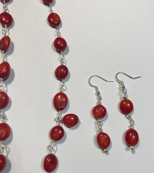 Red Coral Jewelry Set