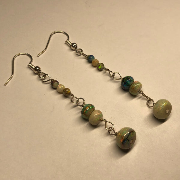 2 1/2 Inch Cultured Opal Earrings