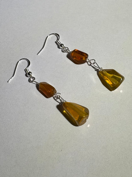 Oregon Fire Opal and Sterling Silver Earrings