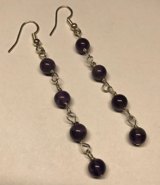 3 Inch Amethyst Earrings