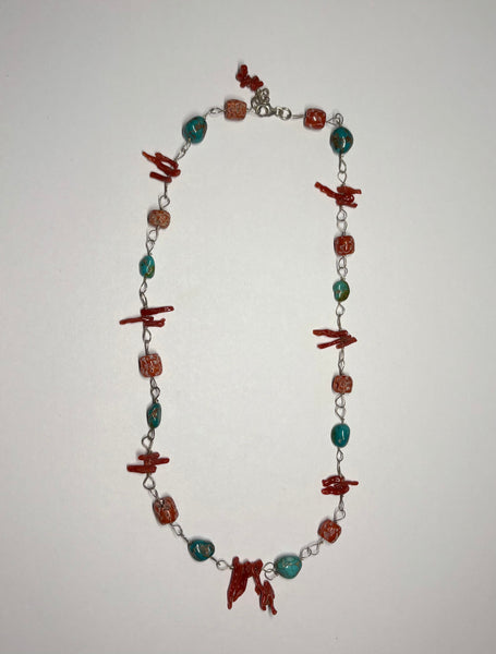 Turquoise & Red Coral Necklace