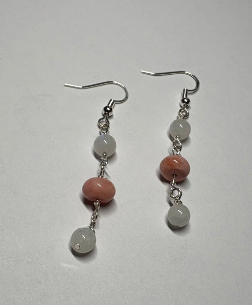 Oregon Pink Opal & Moonstone Earrings
