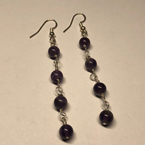 3 Inch Amethyst Earrings