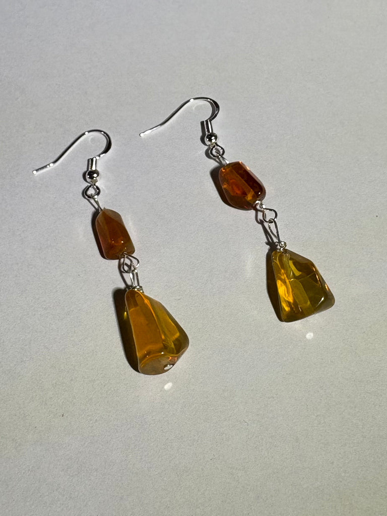 Oregon Fire Opal and Sterling Silver Earrings