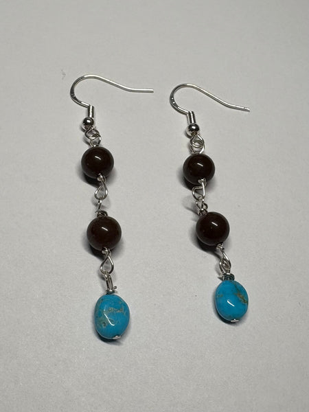 Oregon Chocolate Opal & Turquoise Earrings