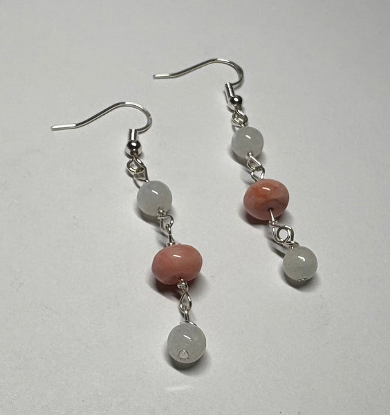 Oregon Pink Opal & Moonstone Earrings