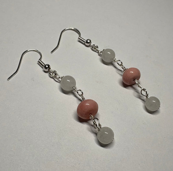 Oregon Pink Opal & Moonstone Earrings