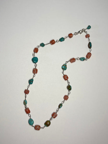 Turquoise & Red Coral Necklace