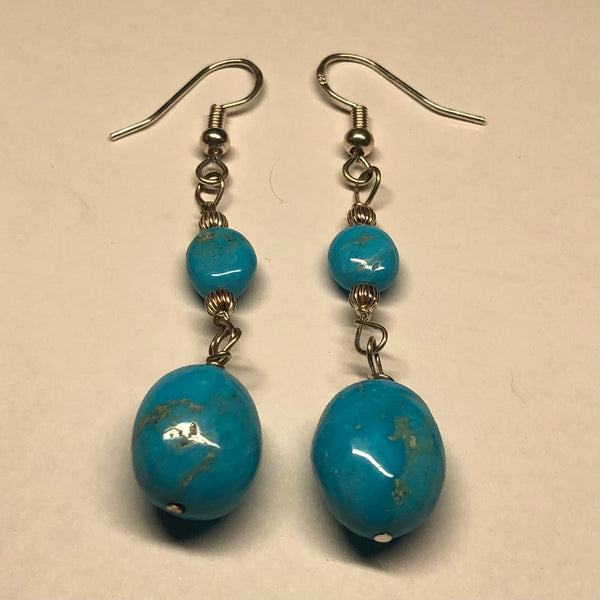 2 1/2 Inch Turquoise Earrings