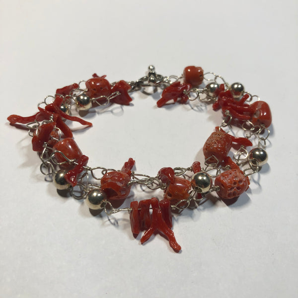 8” Red Coral Triple Bracelet