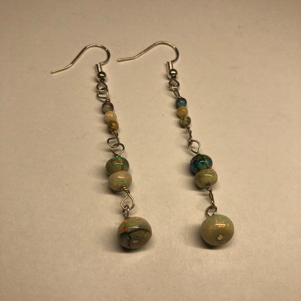 2 1/2 Inch Cultured Opal Earrings