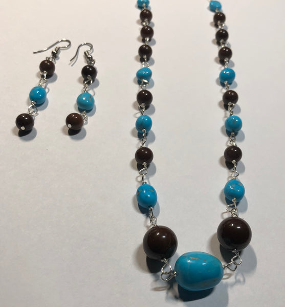 Oregon Chocolate Opal and  Turquoise Necklace and Earrings
